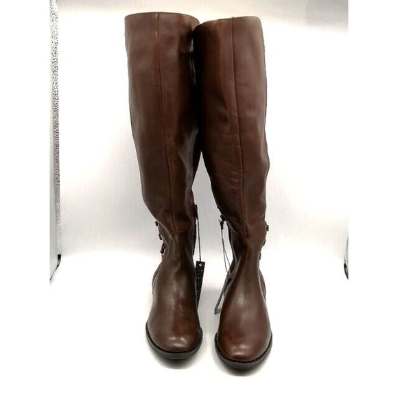 Vince Camuto Womens Boots Pauletta Brown Leather Zip Knee High Wide Calf 9.5 - Picture 4 of 14